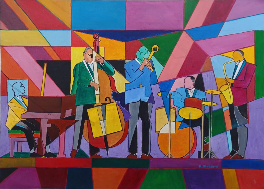 Orchestre en couleurs — Peinture acrylique sur papier, 70cm × 50cm, œuvre de Daniel Blaclard (BLACDAN)