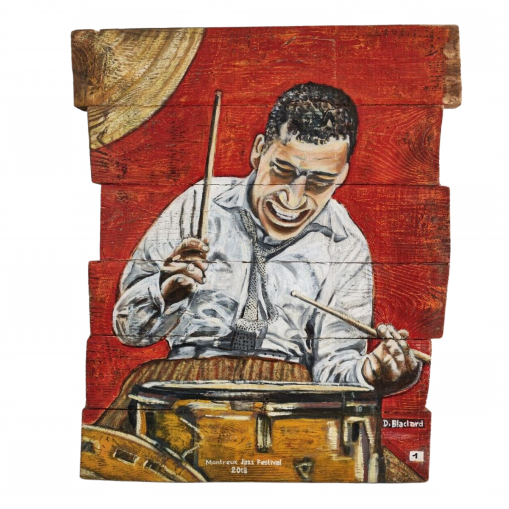 Le Batteur — Peinture acrylique sur planches de palettes, À préciser, œuvre de Daniel Blaclard (BLACDAN)
