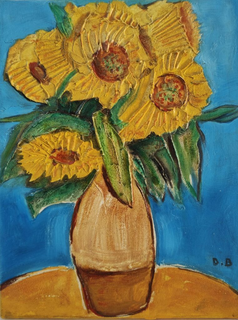 Les Tournesols — Peinture acrylique en relief sur toile, À préciser, œuvre de Daniel Blaclard (BLACDAN)