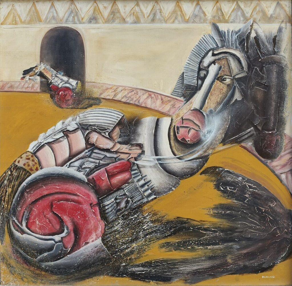 CHAR No 4 — Acrylique et mixte sur bois, 1m 25 x 1m 23, œuvre de Daniel Blaclard (BLACDAN)
