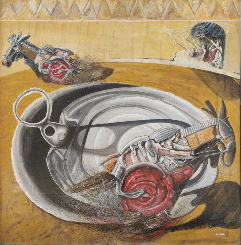 CHAR No 5 — Acrylique et mixte sur bois, 1m 25 x 1m 23, œuvre de Daniel Blaclard (BLACDAN)