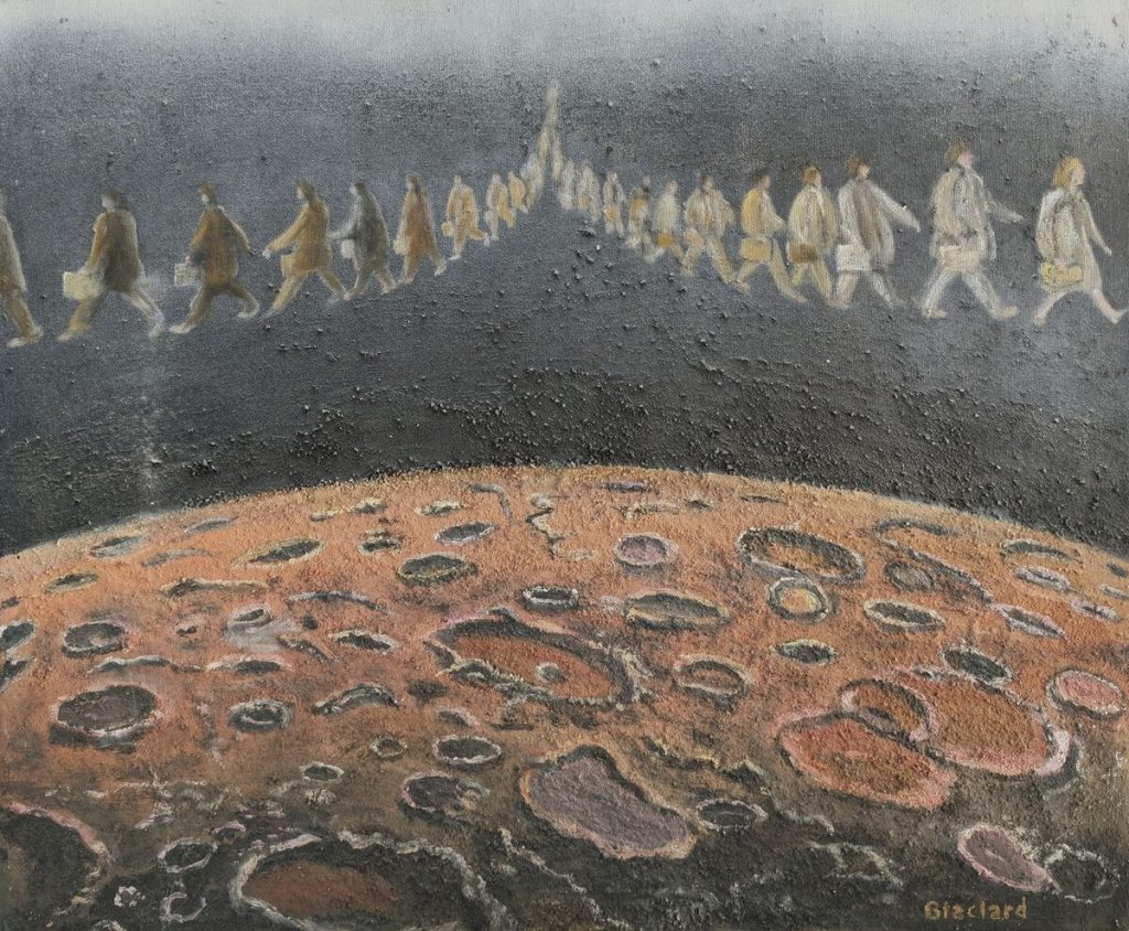 Des hommes d’affaires — Peinture à l’huile plus sable, 55cm x 46cm, œuvre de Daniel Blaclard (BLACDAN)