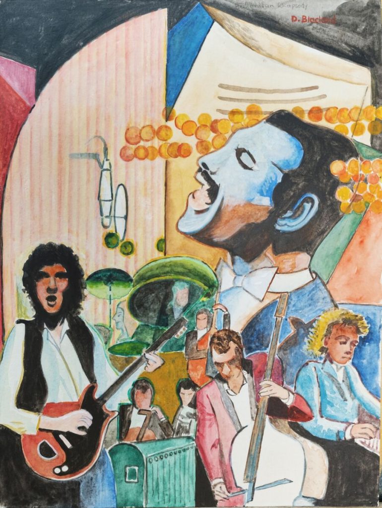Bohemian Rhapsody — Peinture acrylique sur papier, À préciser, œuvre de Daniel Blaclard (BLACDAN)