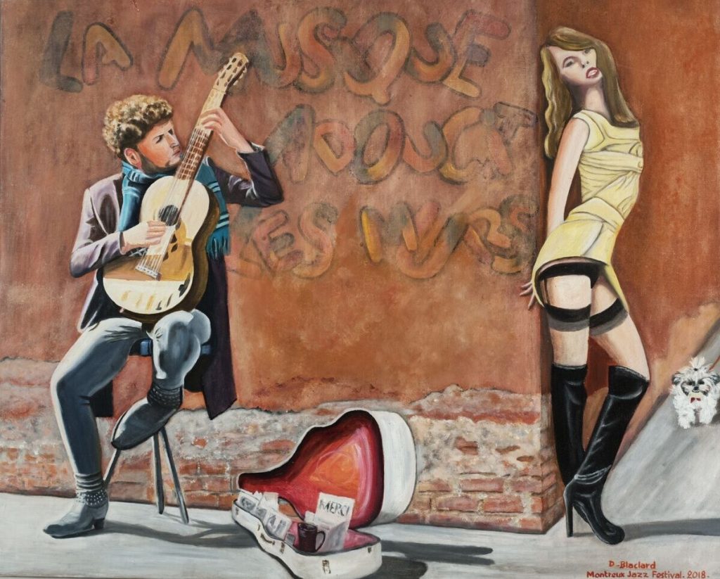 Guitariste — Acrylique sur toile, 73 cm x 60cm, œuvre de Daniel Blaclard (BLACDAN)