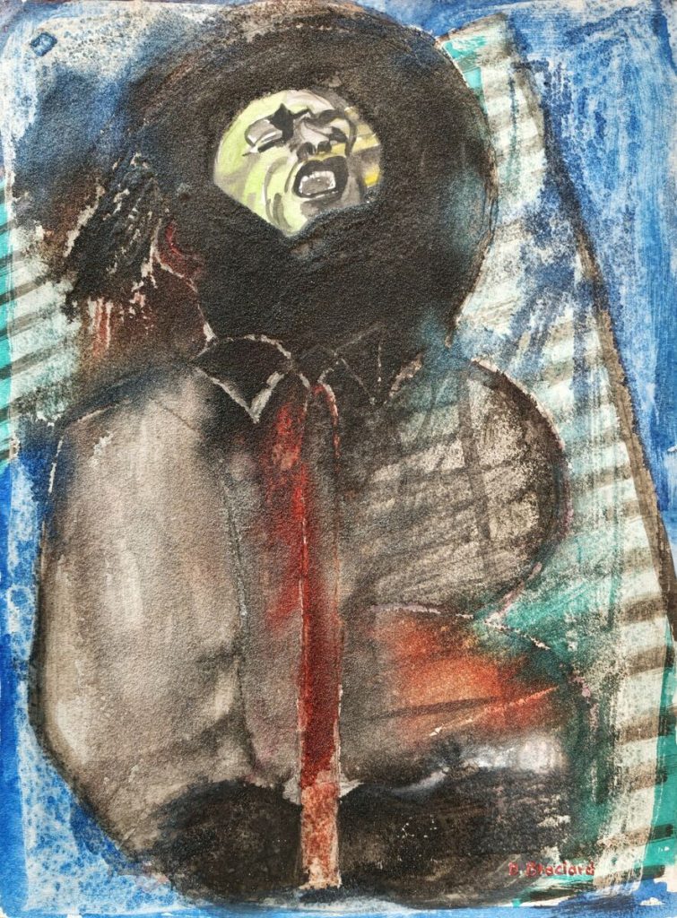 Le Chanteur — Peinture acrylique sur papier, À préciser, œuvre de Daniel Blaclard (BLACDAN)