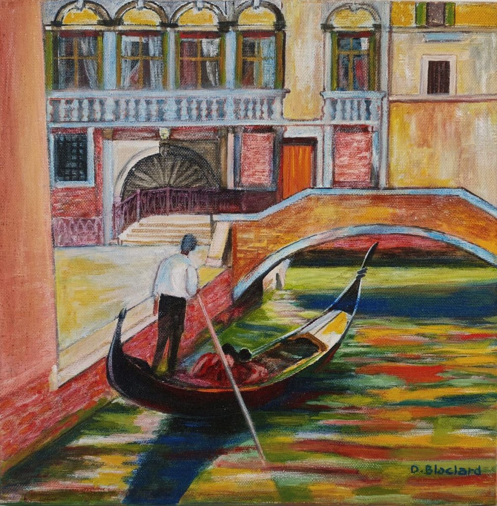 Canal de Venise — Peinture acrylique sur toile, À préciser, œuvre de Daniel Blaclard (BLACDAN)