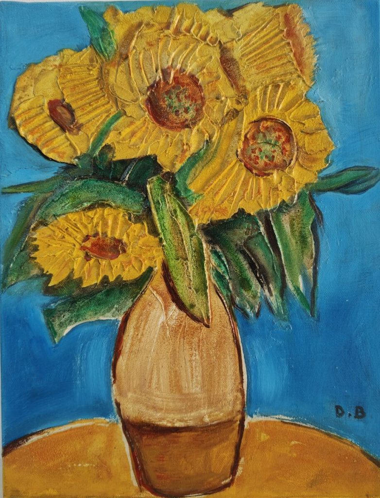 Les Tournesols — Peinture acrylique en relief sur toile, À préciser, œuvre de Daniel Blaclard (BLACDAN)