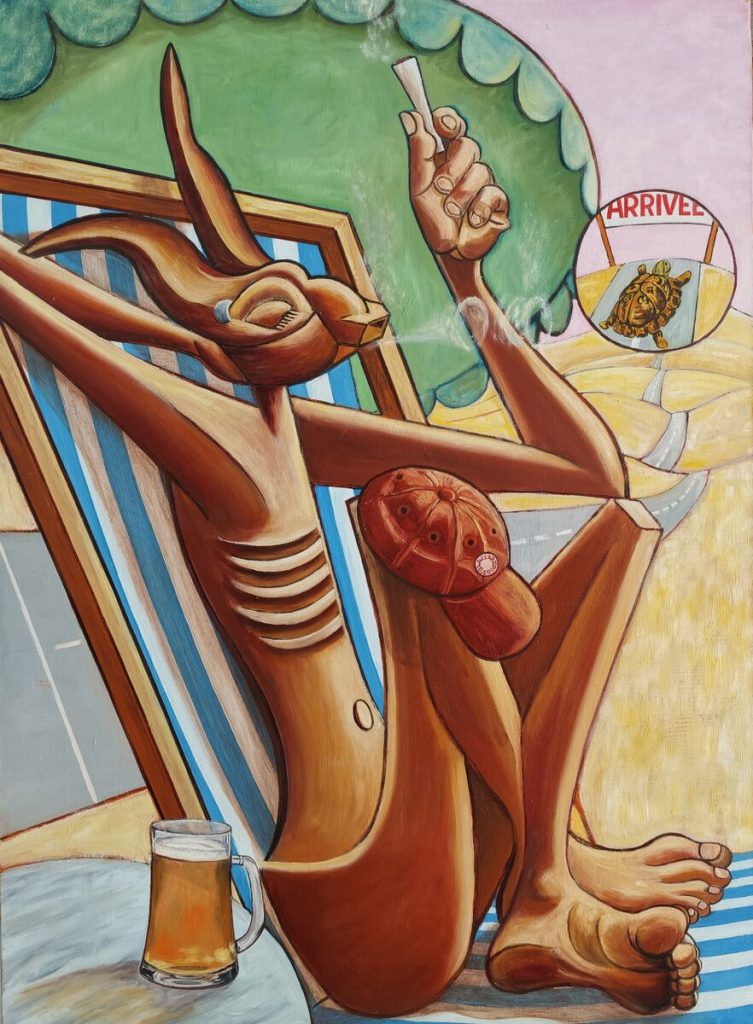 Le Lièvre au Repos — Peinture acrylique sur toile, À préciser, œuvre de Daniel Blaclard (BLACDAN)