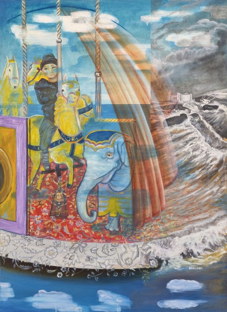 Le Manège dans la Tempête — Peinture acrylique sur toile, À préciser, œuvre de Daniel Blaclard (BLACDAN)