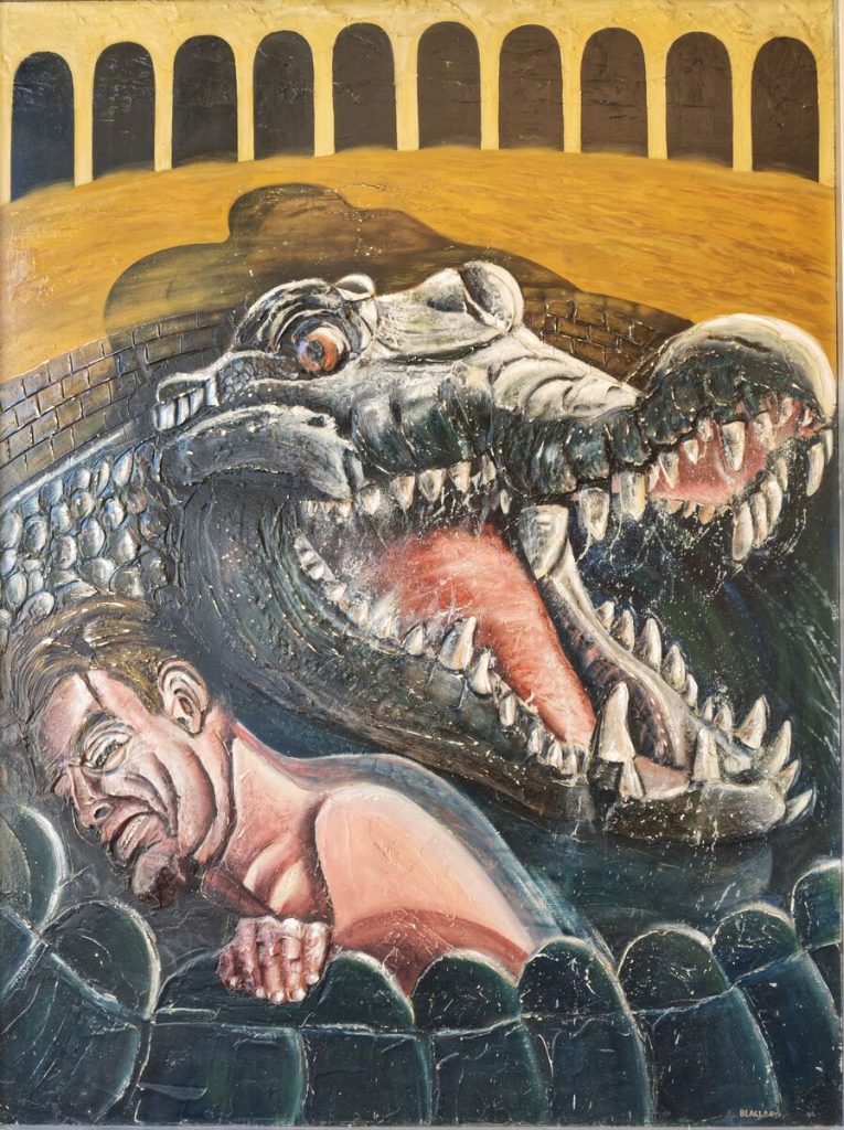 La Gueule du Crocodile — Peinture acrylique et mixte sur toile, À préciser, œuvre de Daniel Blaclard (BLACDAN)