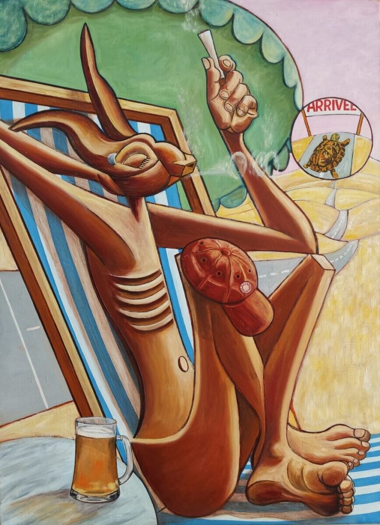 Le Lièvre Et La Tortue — Huile sur toile, 1m x 0.75m, œuvre de Daniel Blaclard (BLACDAN)