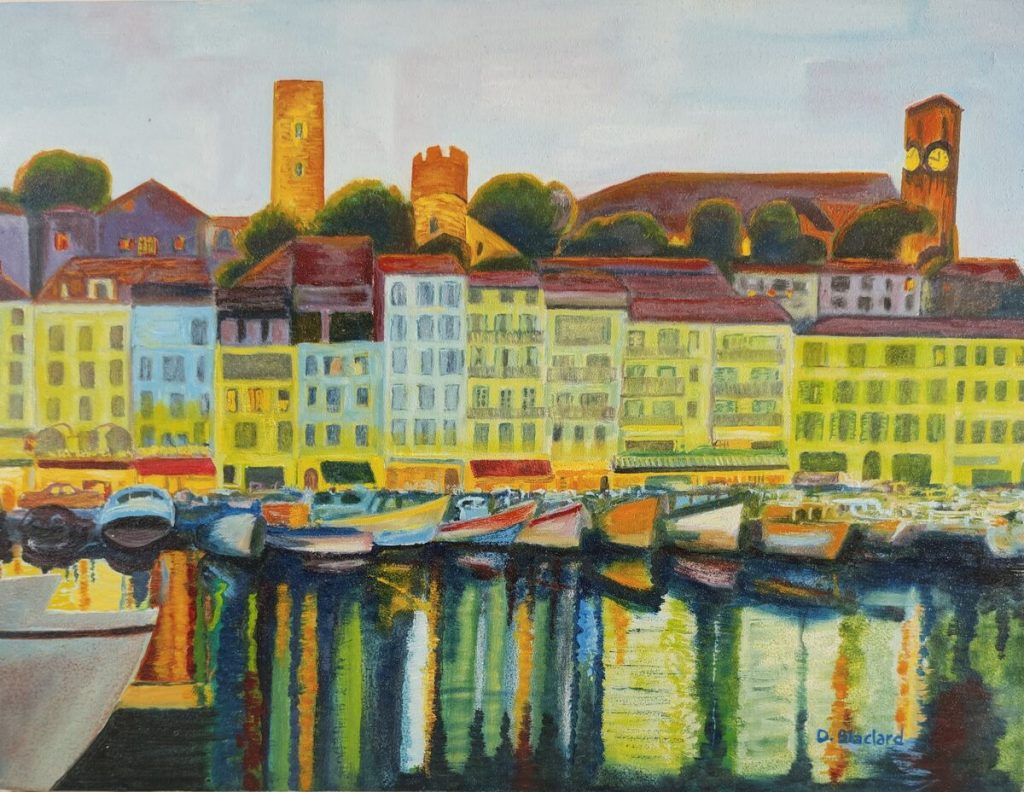 Le Suquet, Cannes — Peinture à l'huile sur toile, 40cm x 30cm, œuvre de Daniel Blaclard (BLACDAN)