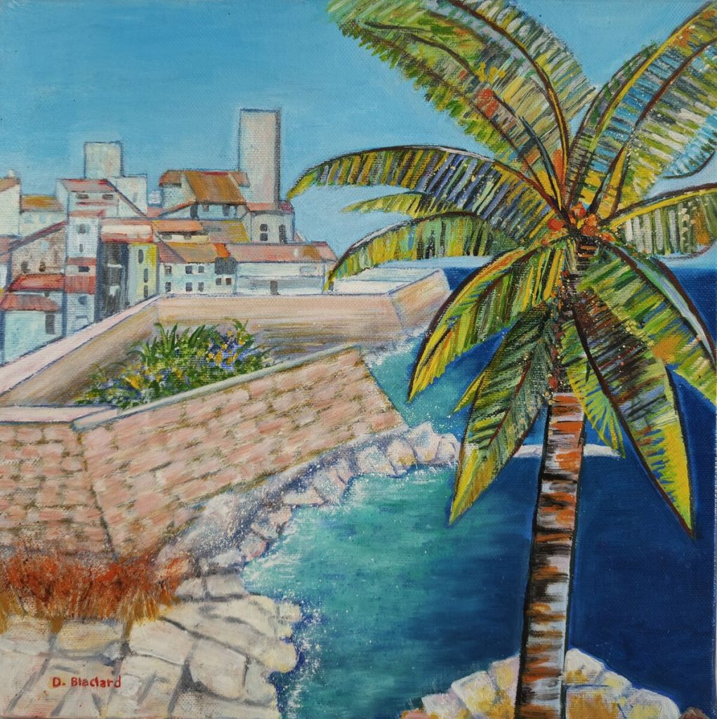 Les remparts Antibes — Acrylique sur toile, 30cm x 30cm, œuvre de Daniel Blaclard (BLACDAN)