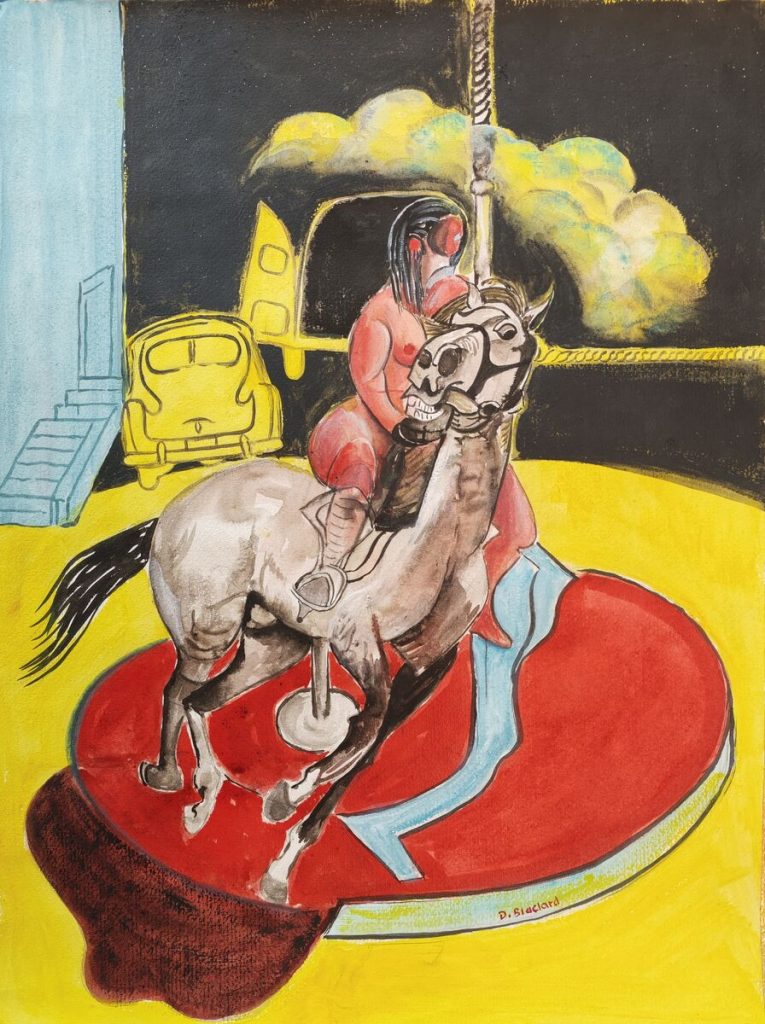 Manège — Peinture acrylique sur papier, 58cm x 42cm, œuvre de Daniel Blaclard (BLACDAN)