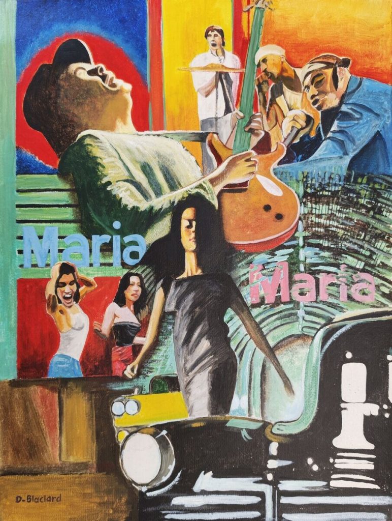 Maria Maria — Peinture acrylique sur papier, 56cm x 42cm, œuvre de Daniel Blaclard (BLACDAN)