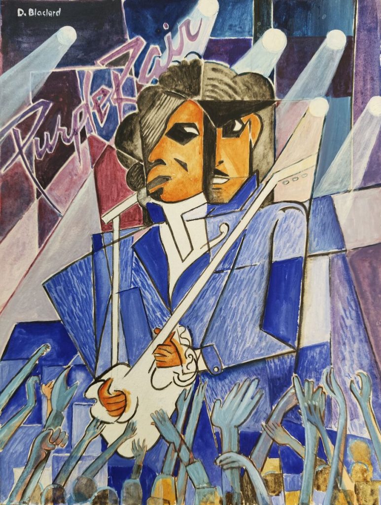 Purple Rain — Peinture acrylique sur papier, 32 cm x 24 cm, œuvre de Daniel Blaclard (BLACDAN)