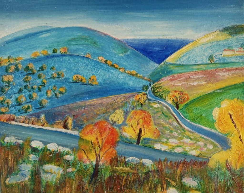Route des collines — Acrylique sur toile, 41cm x 33cm, œuvre de Daniel Blaclard (BLACDAN)