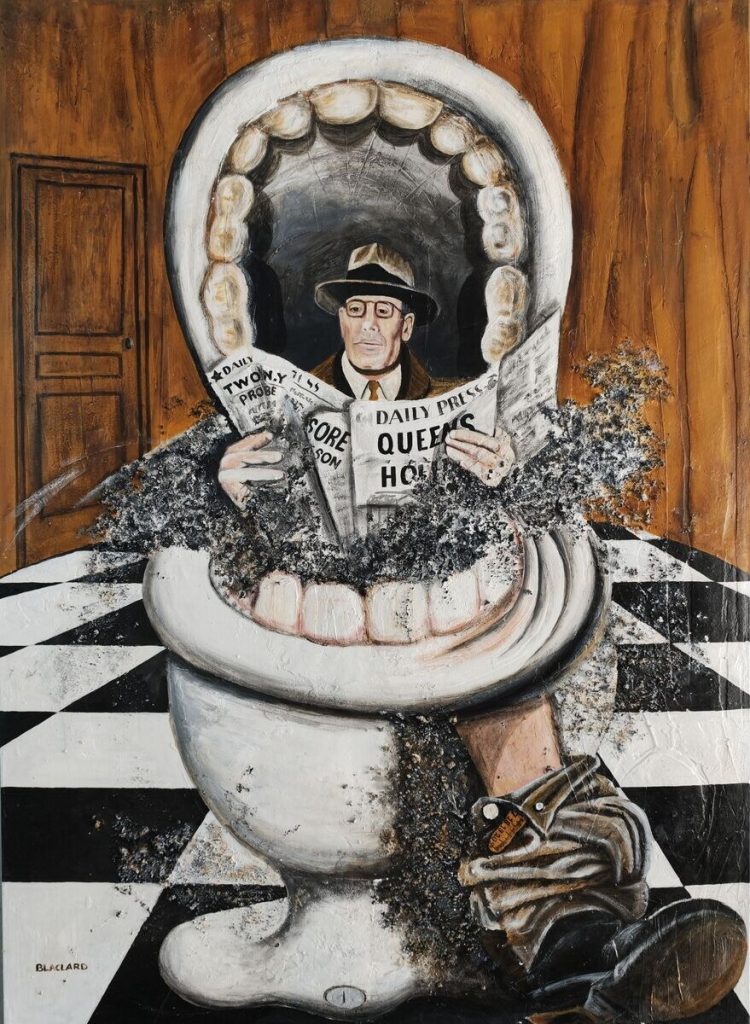 The Reader 1 — Acrylique et mixte sur toile, 1m x 75cm, œuvre de Daniel Blaclard (BLACDAN)
